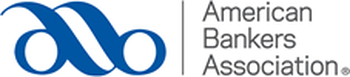 American Bankers Association logo with blue abstract design and the organization’s name in grey text on a white background.