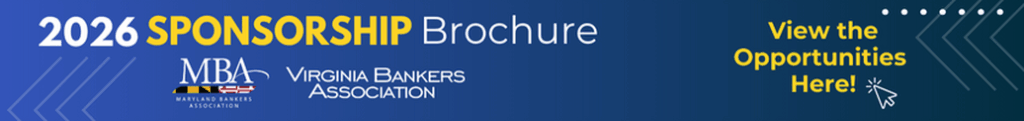 Banner for the 2026 Sponsorship Brochure by the Virginia Bankers Association and Maryland Bankers Association, with a link to view sponsorship opportunities.