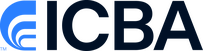 ICBA logo with stylized blue wave design on the left and bold black letters "ICBA" on the right.