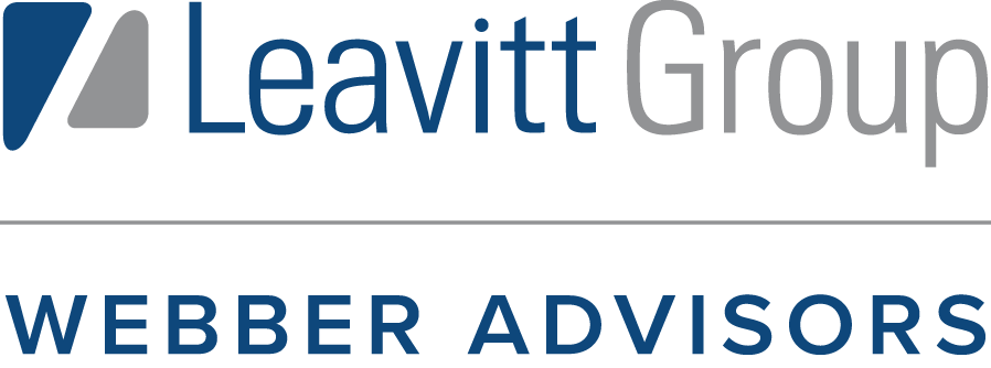 Leavitt Group Webber Advisors logo with blue and gray text and a geometric icon on the left.