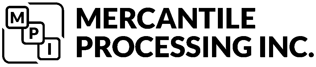Mercantile Processing Inc. logo with three stacked squares labeled "M", "P", and "I" next to the company name in bold, uppercase letters.